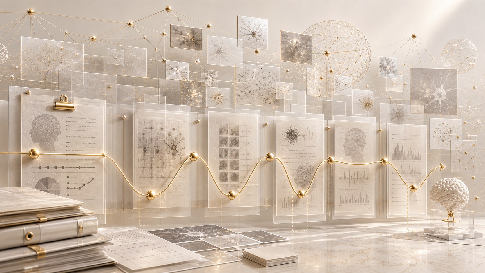 Abstract evidence timeline showing memory and sequencing patterns